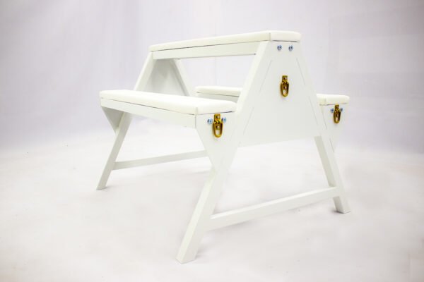 white metal bench