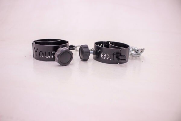metal cuffs with text