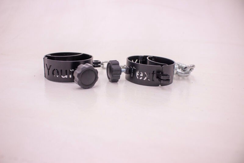 metal cuffs with text